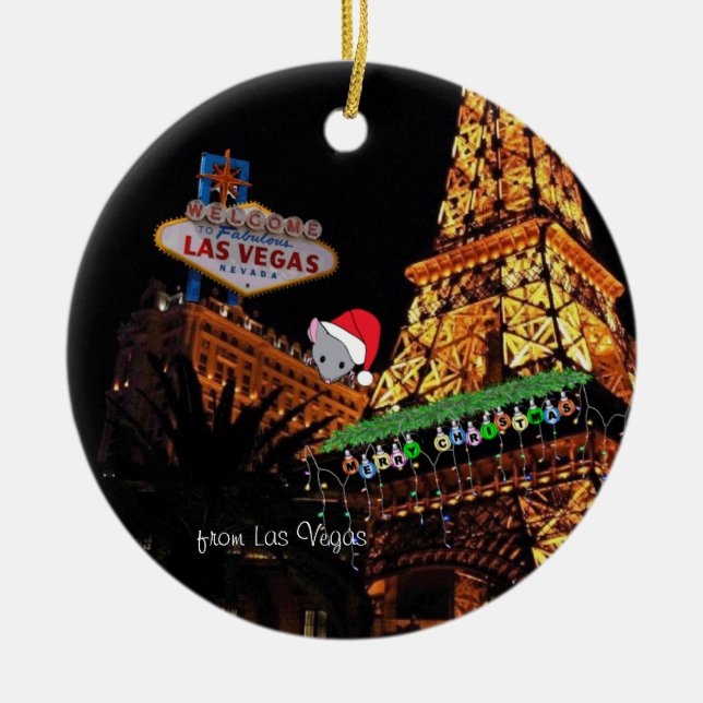 Las Vegas Christmas Personalized Ceramic Ornament (Front)