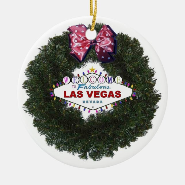 Las Vegas Christmas Wreath Ornament (Front)