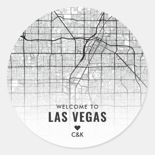 Las Vegas City Map  Wedding Welcome Classic Round Sticker