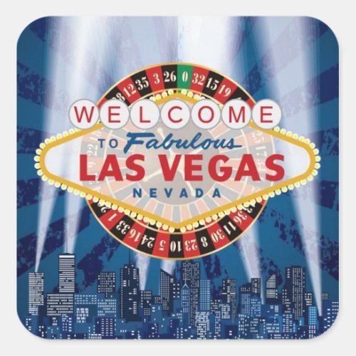 Las Vegas Cityscape Welcome Sign Custom Stickers