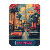 Las Vegas Cityscape with Eiffel Tower - Retro
