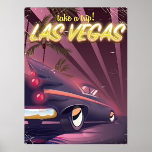 Las Vegas Classic car travel poster