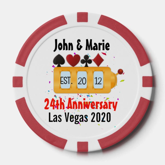 Las Vegas Couple Anniversary Celebrating Custom  Poker Chips (Front)
