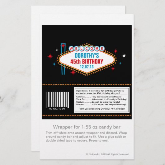 Las Vegas Custom Candy Wrappper (Front/Back)