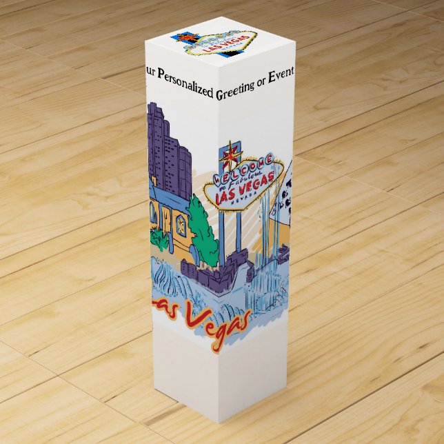Las Vegas Custom Greeting  Wine Box (Front)