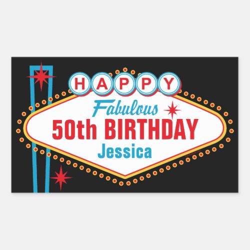 Las Vegas Custom Happy Birthday Rectangular Sticker