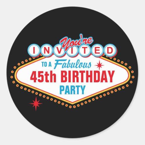 Las Vegas Custom Invitation Classic Round Sticker