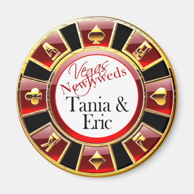 Las Vegas Deluxe Casino Chip Magnet Favor (Front)