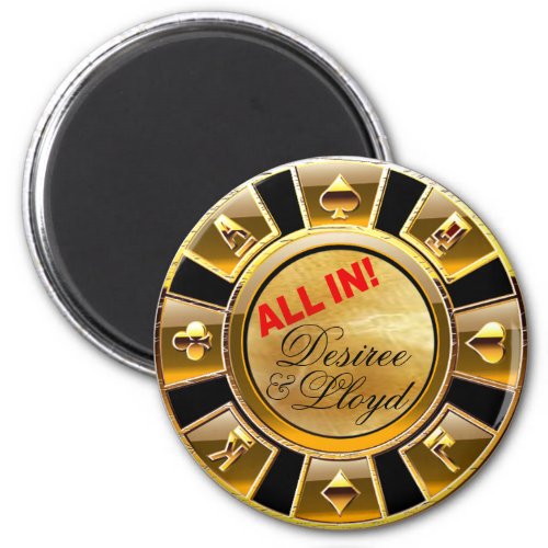 Las Vegas Deluxe Gold Casino Chip Magnet Favor