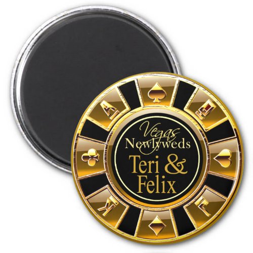 Las Vegas Deluxe Gold Casino Chip Magnet Favor