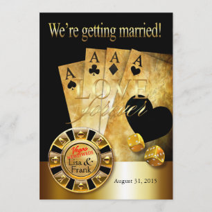 Las Vegas Deluxe Wedding   gold black Invitation