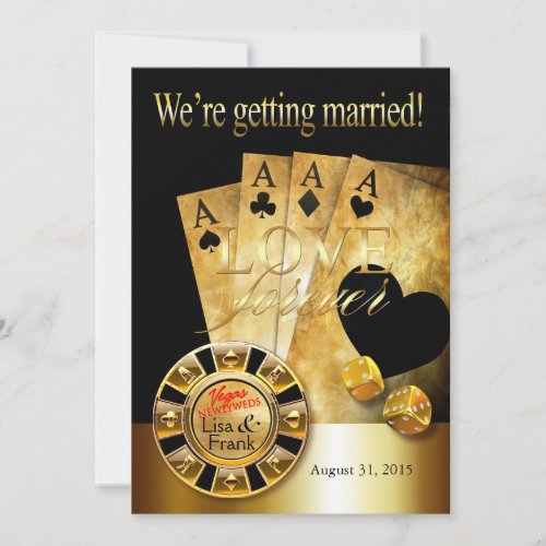 Las Vegas Deluxe Wedding  gold black Invitation