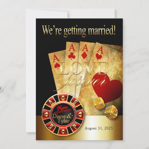 Las Vegas Deluxe Wedding  red gold black Invitation