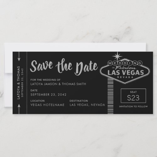 Las Vegas Destination Boarding Pass Save the Date