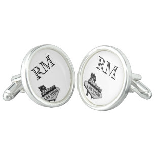Las Vegas Destination Monogram Wedding Cufflinks