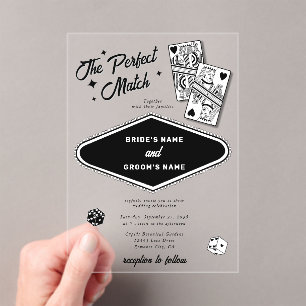 Las Vegas Destination Perfect Match Wedding Black Acrylic Invitations