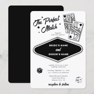 Las Vegas Destination Perfect Match Wedding Black Invitation