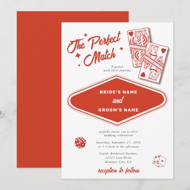 Las Vegas Destination Perfect Match Wedding Invitation (Front/Back)