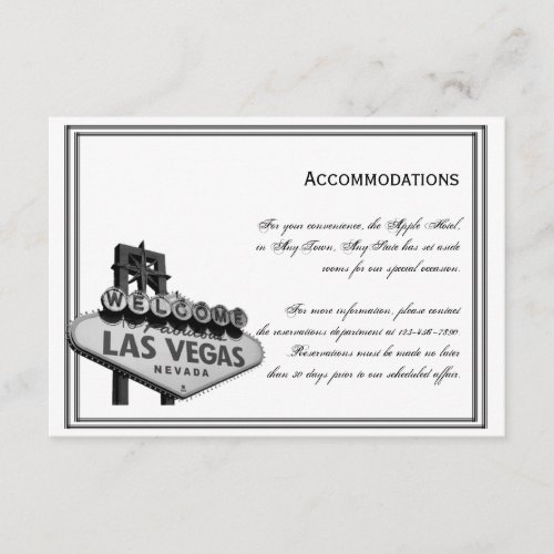 Las Vegas Destination Wedding Accomodations Enclosure Card