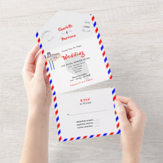 Las Vegas Destination Wedding Airmail All In One I Invitation