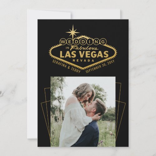 Las Vegas Destination Wedding Black Gold Photo Save The Date