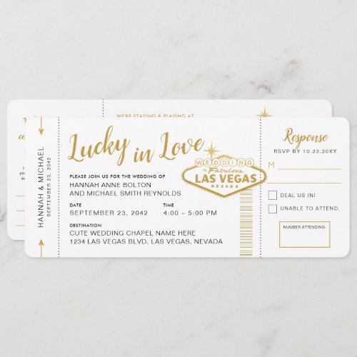 Las Vegas Destination Wedding Boarding Pass Ticket Invitation