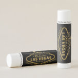 Las Vegas Destination Wedding Bridal Shower Favor Lip Balm<br><div class="desc">Personalized chapstick labels arrive already assembled and filled with the lip balm flavor of your choice features a custom "Wedding in Fabulous Las Vegas" sign with names and wedding date built into the famous sign, in black and gold are perfect in guest welcome bags at the hotel, bridesmaids gifts, wedding...</div>