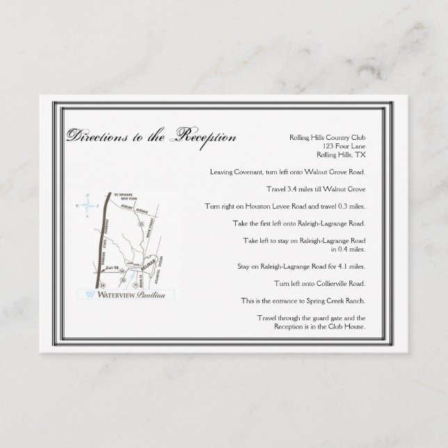 Las Vegas Destination Wedding Directions Enclosure Card (Front)