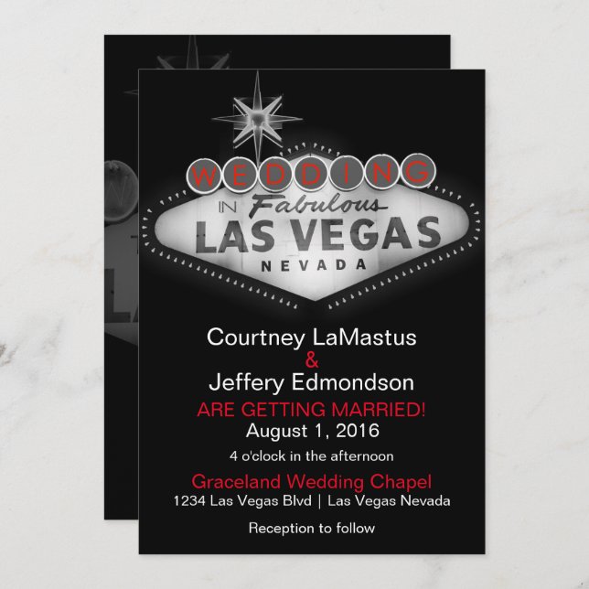 Las Vegas Destination Wedding Invitation (Front/Back)