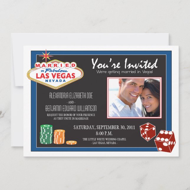 Las Vegas Destination Wedding Invitation (blue) (Front)