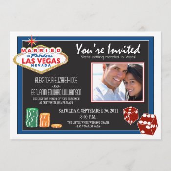 Las Vegas Destination Wedding Invitation (blue) by TheWeddingShoppe at Zazzle