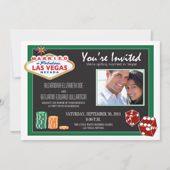 Las Vegas Destination Wedding Invitation (green) (Front)