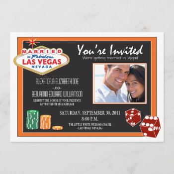 Las Vegas Destination Wedding Invitation (orange) by TheWeddingShoppe at Zazzle