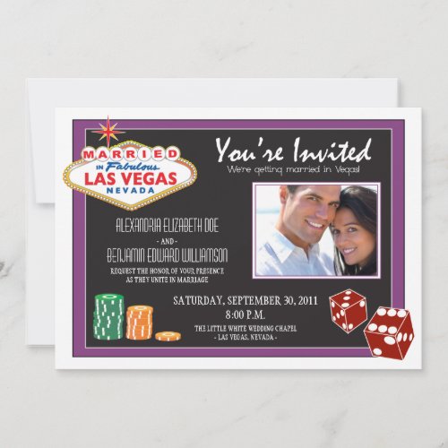 Las Vegas Destination Wedding Invitation (purple)