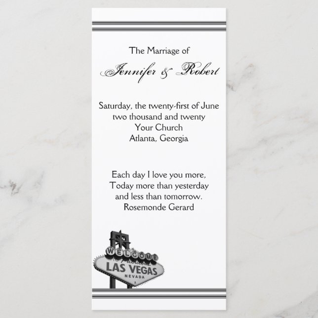 Las Vegas Destination Wedding Program (Front)