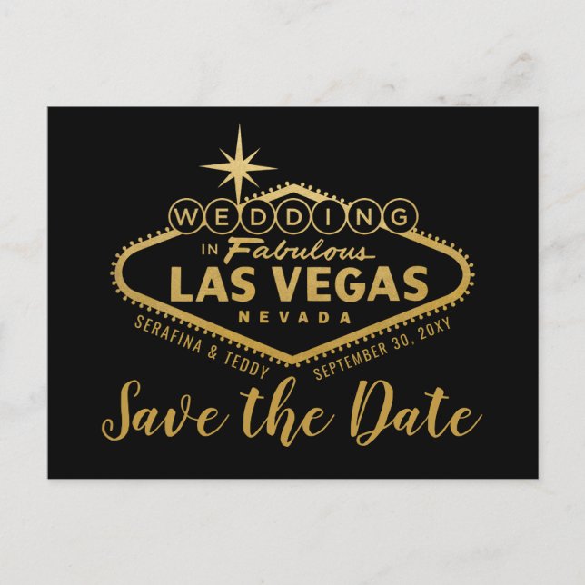 Las Vegas Destination Wedding Save the Date Announcement Postcard (Front)