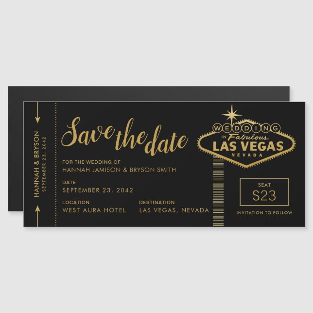 Las Vegas Destination Wedding Save the Date Magnet (Front/Back)