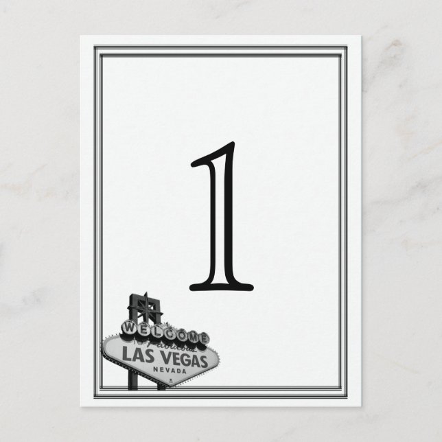 Las Vegas Destination Wedding Table Number (Front)