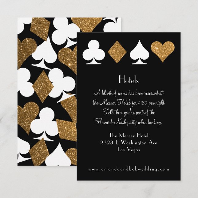 Las Vegas Destiny Gold Glitter Hotel Invitation (Front/Back)