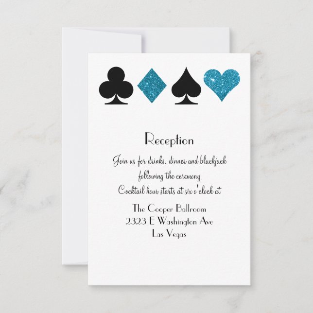 Las Vegas Destiny Reception Malibu Blue Glitter Invitation (Front)