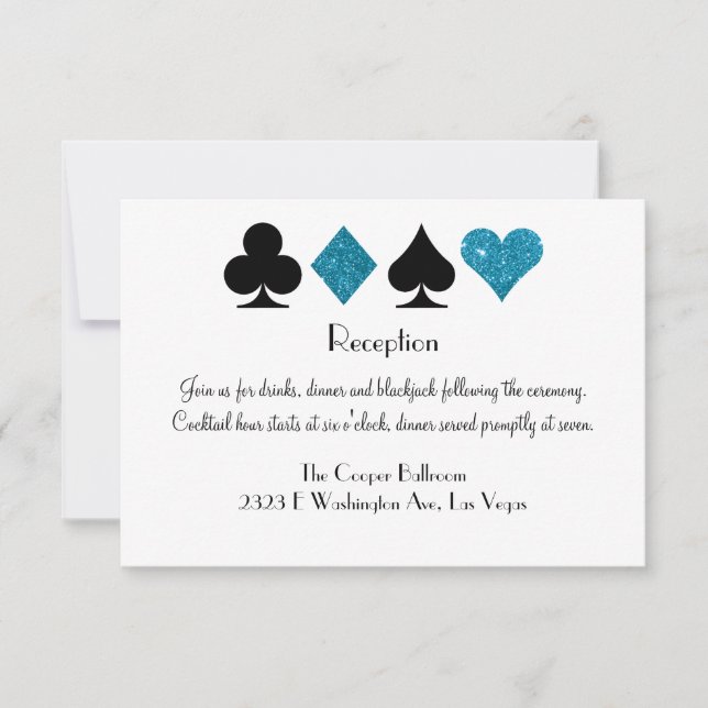 Las Vegas Destiny Reception Malibu Blue Glitter Invitation (Front)