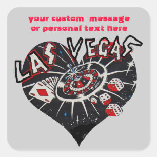 Las Vegas Dice and Card Games Heart Square Sticker