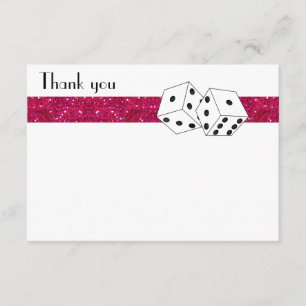 Las Vegas Dice Theme Flat Thank You Pink Card