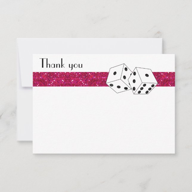 Las Vegas Dice Theme Flat Thank You Pink Card (Front)
