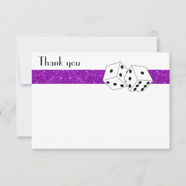 Las Vegas Dice Theme Flat Thank You Purple Card (Front)