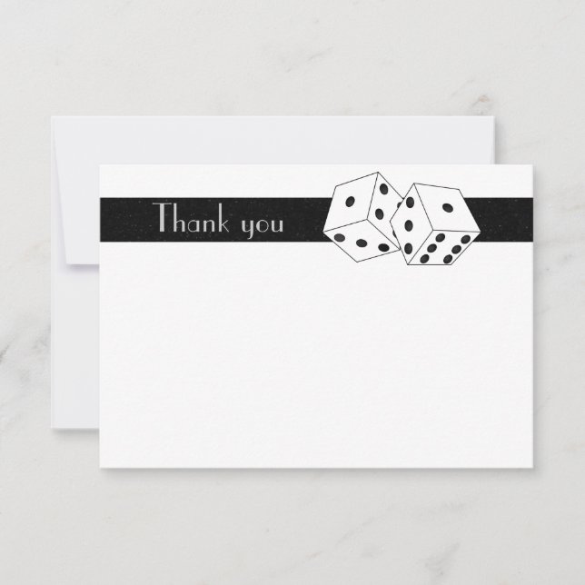 Las Vegas Dice Theme Flat Thank You White & Black Card (Front)