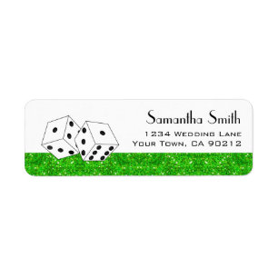 Las Vegas Dice Theme Green Faux Glitter Label