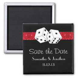 Las Vegas Dice Theme Hot Red Black Save the Date Magnet