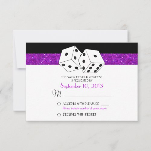 Las Vegas Dice Theme RSVP Purple Faux Glitter