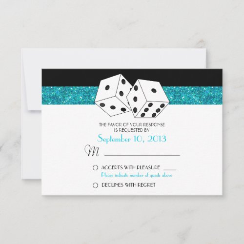 Las Vegas Dice Theme RSVP Teal Blue Faux Glitter